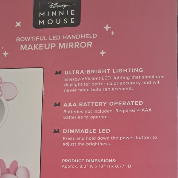 Minnie Mouse Bowtiful LED Handheld Make up Mirror. BNWT/BOX - Picture 4 of 8